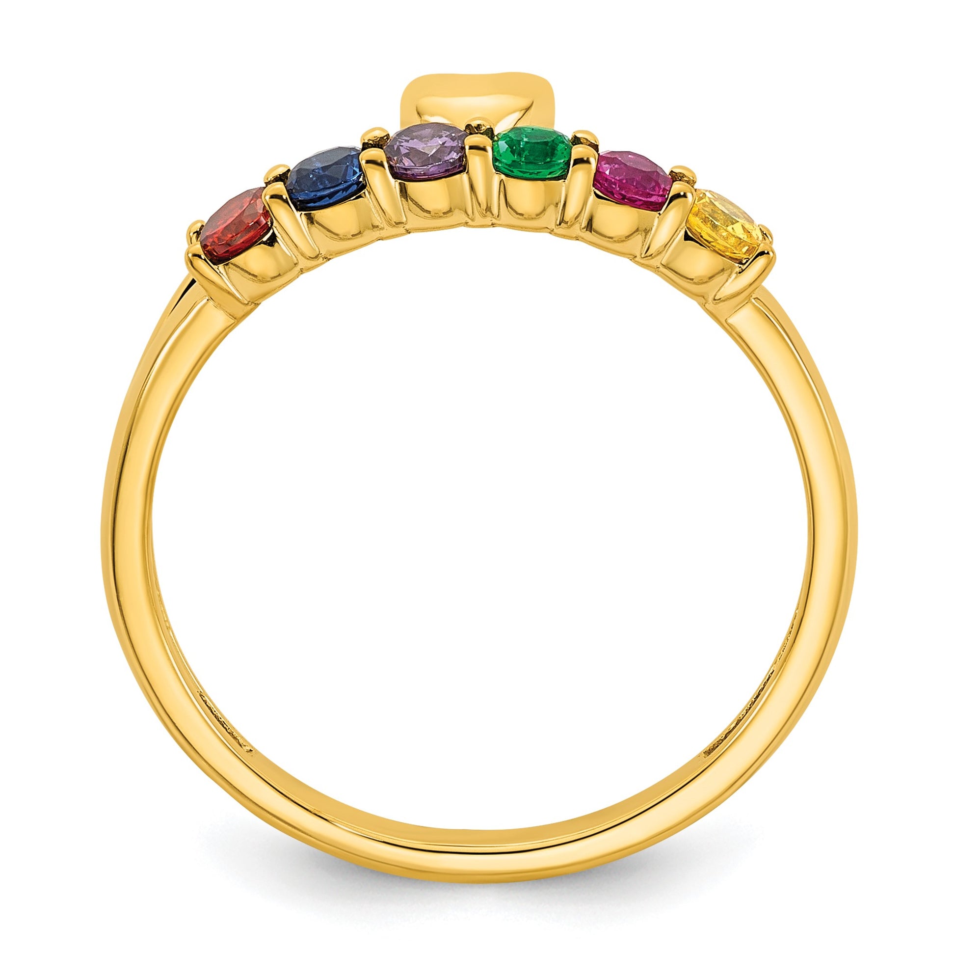 14k Heart with 6 Birthstone Mother's Ring Mounting