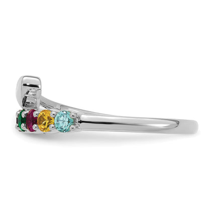 14k White Gold Heart with 8 Birthstone Mother's  Ring Mounting