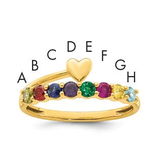 14k Heart with 8 Birthstone Mother's Ring Mounting