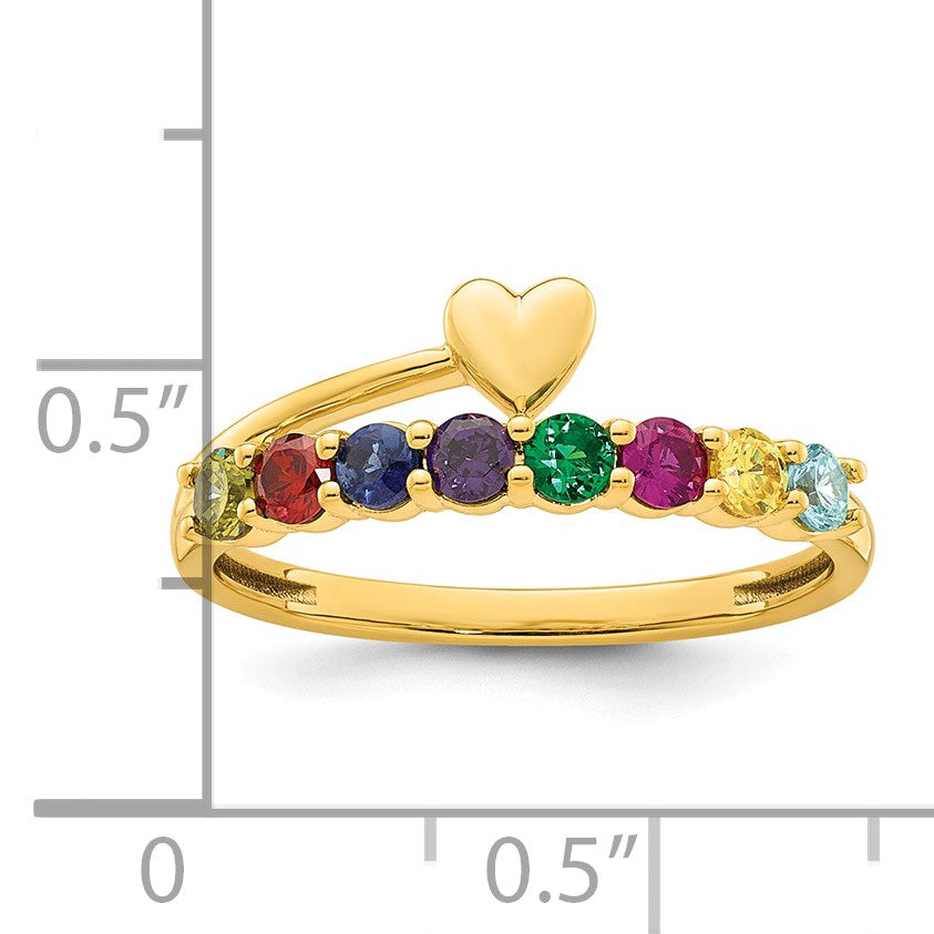 14k Heart with 8 Birthstone Mother's Ring Mounting