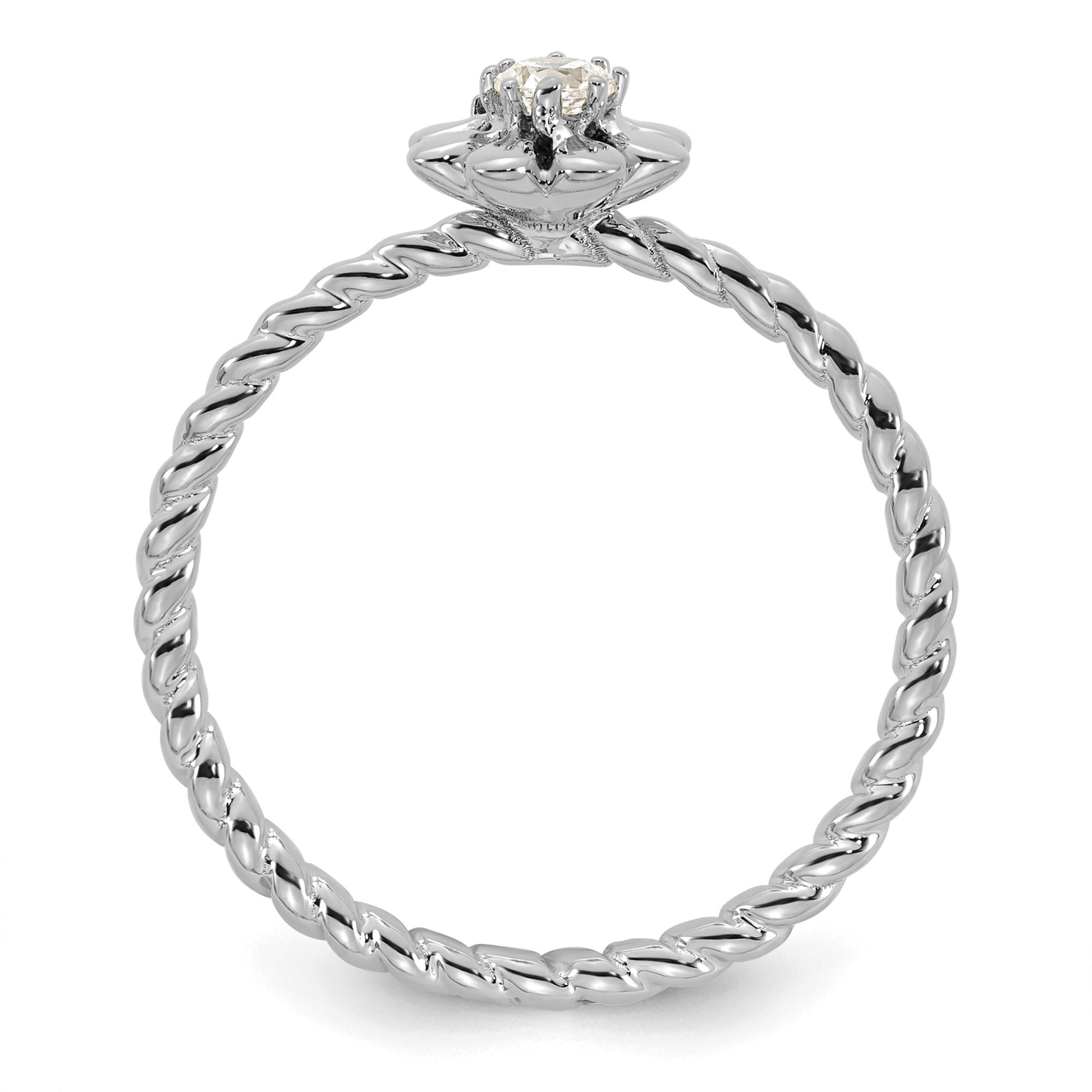14k WG 1 Birthstone Flower w/ Diamond Mother's Ring Mounting