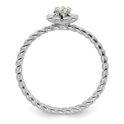 14k WG 1 Birthstone Flower w/ Diamond Mother's Ring Mounting