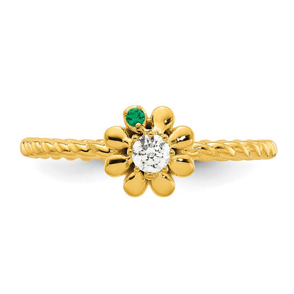 14k 1 Birthstone Flower with Diamond Mother's Ring Semi-mount