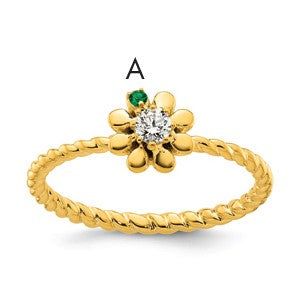 14k 1 Birthstone Flower with Diamond Mother's Ring Mounting
