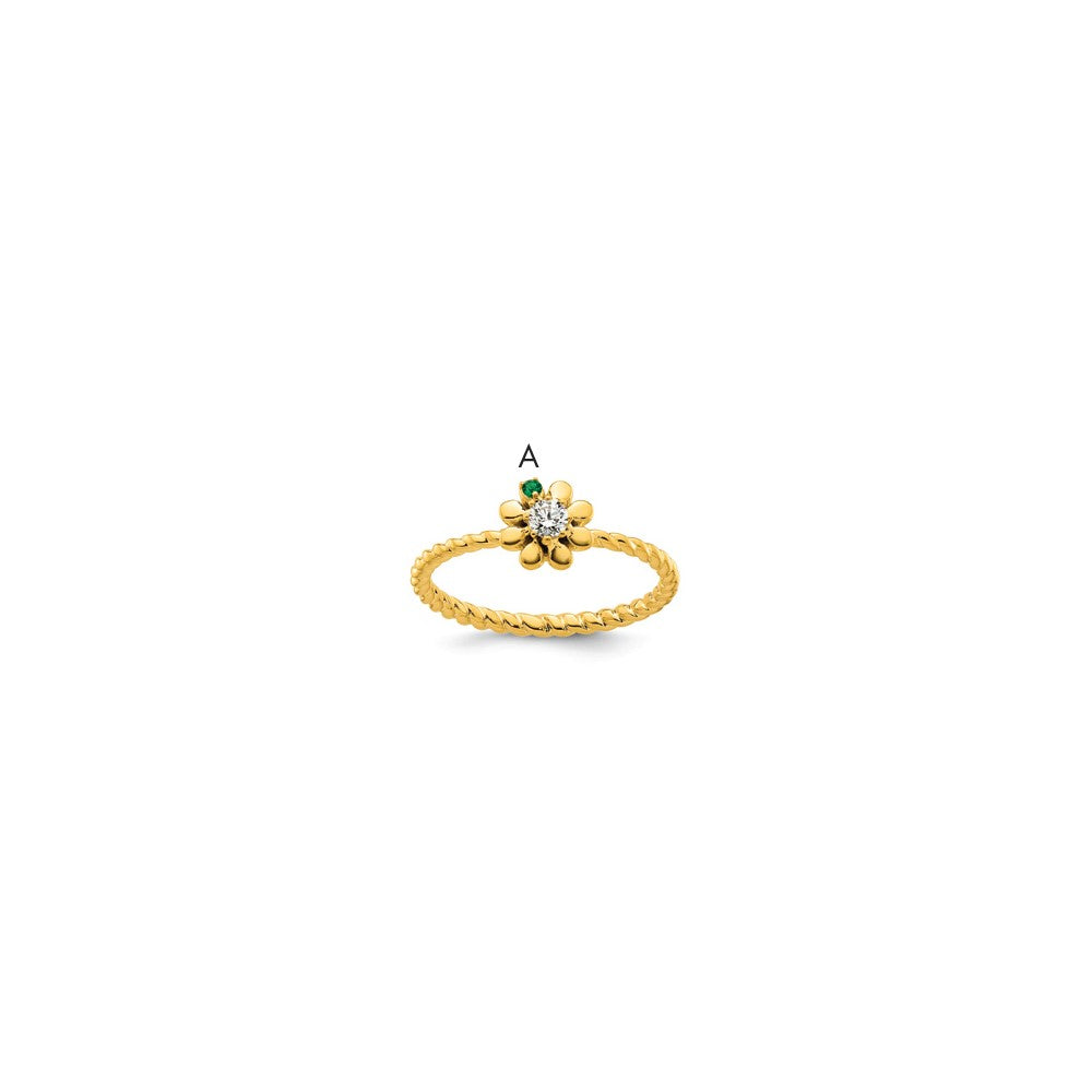 14k 1 Birthstone Flower with Diamond Mother's Ring Semi-mount