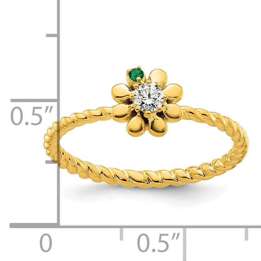 14k 1 Birthstone Flower with Diamond Mother's Ring Mounting