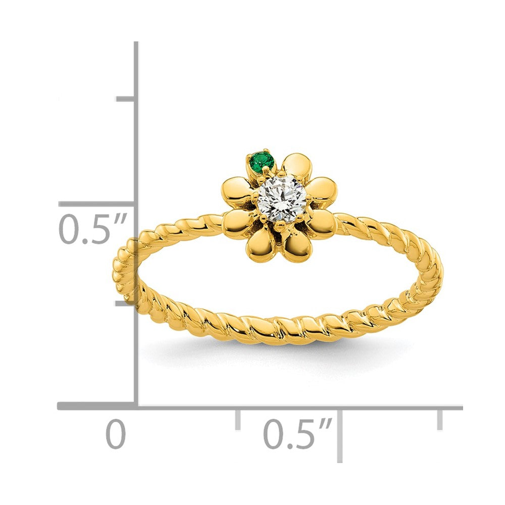 14k 1 Birthstone Flower with Diamond Mother's Ring Semi-mount