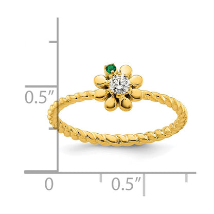 14k 1 Birthstone Flower with Diamond Mother's Ring Semi-mount