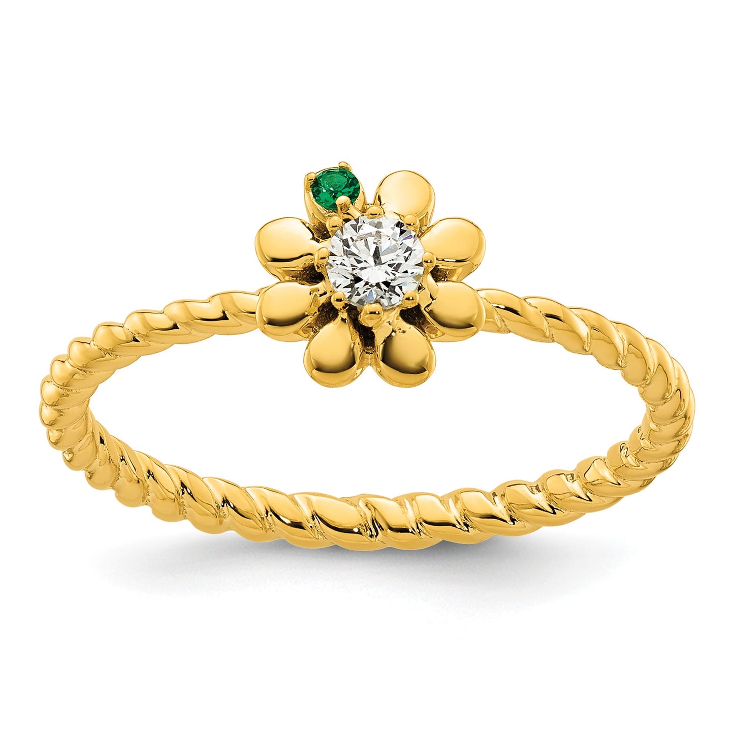 14k 1 Birthstone Flower with Diamond Mother's Ring Mounting