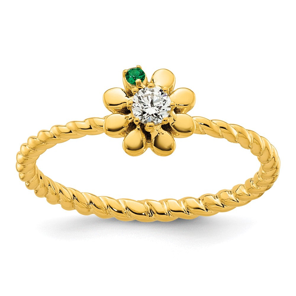 14k 1 Birthstone Flower with Diamond Mother's Ring Semi-mount