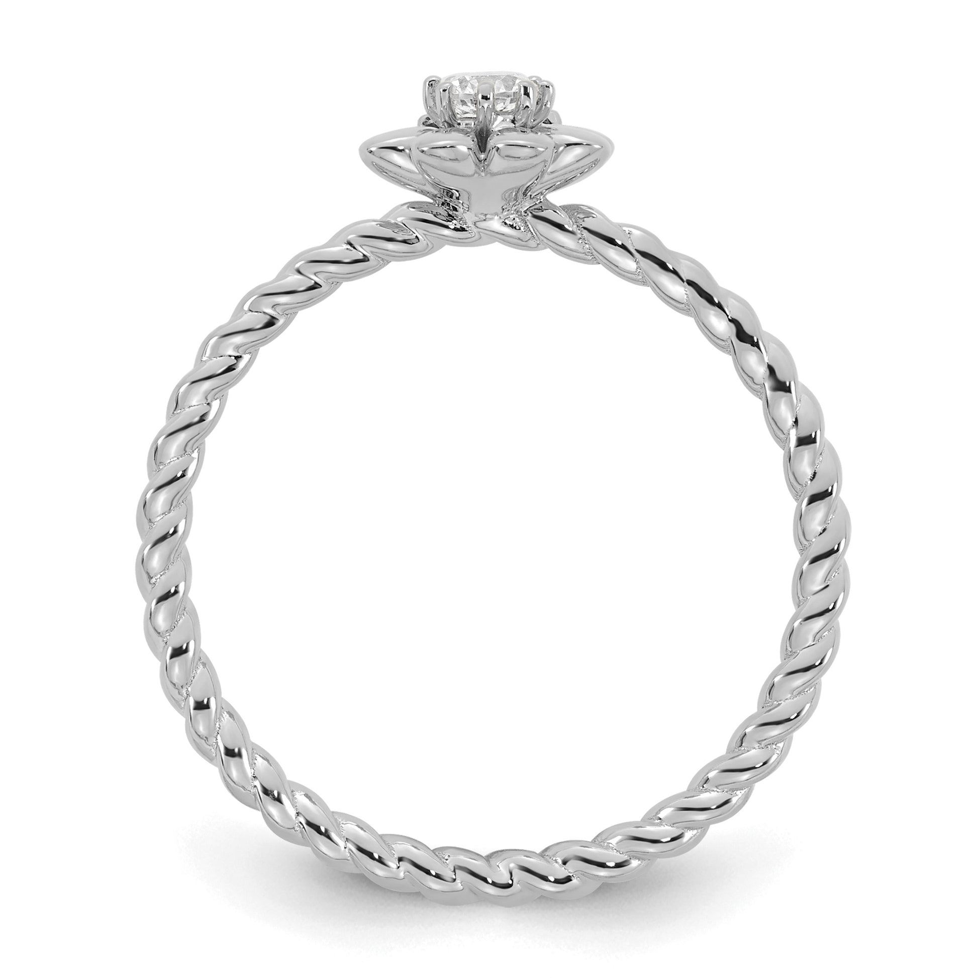 14k WG 2 Birthstone Flower w/ Diamond Mother's Ring Mounting