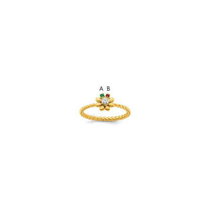 14k 2 Birthstone Flower with Diamond Mother's Ring Semi-mount