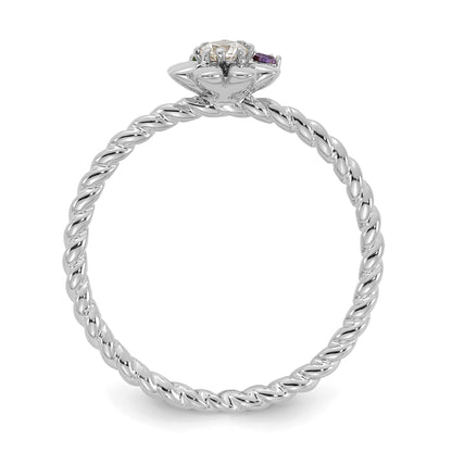 14k WG 3 Birthstone Flower w/ Diamond Mother's Ring Mounting