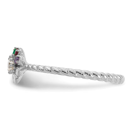 14k WG 3 Birthstone Flower w/ Diamond Mother's Ring Mounting