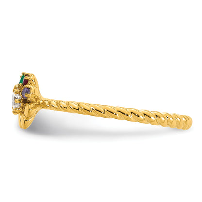 14k 3 Birthstone Flower with Diamond Mother's Ring Mounting