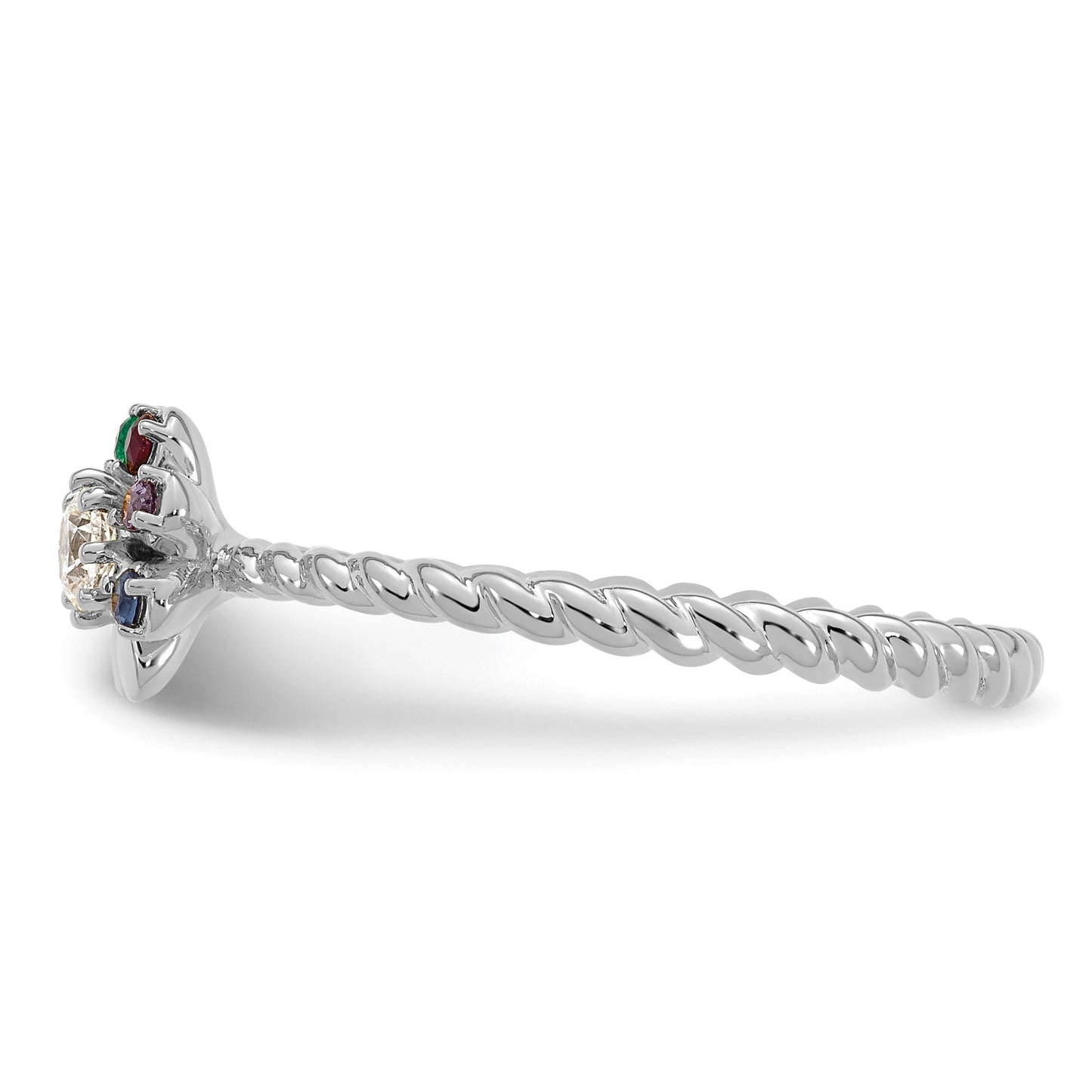 14k WG 4 Birthstone Flower w/ Diamond Mother's Ring Mounting