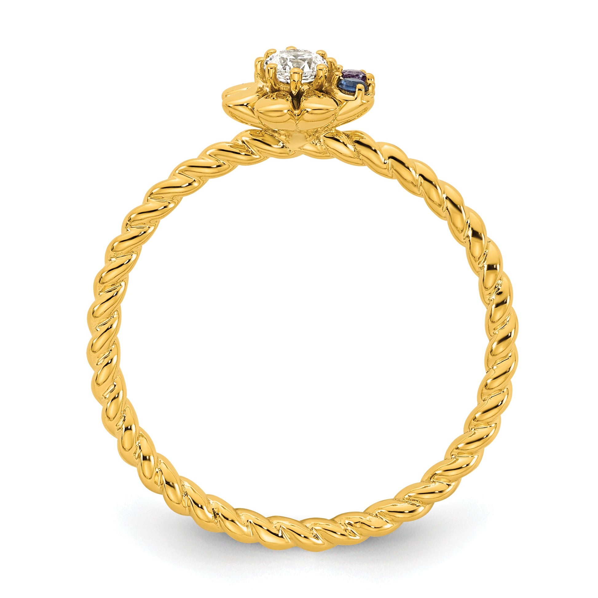 14k 4 Birthstone Flower with Diamond Mother's Ring Mounting
