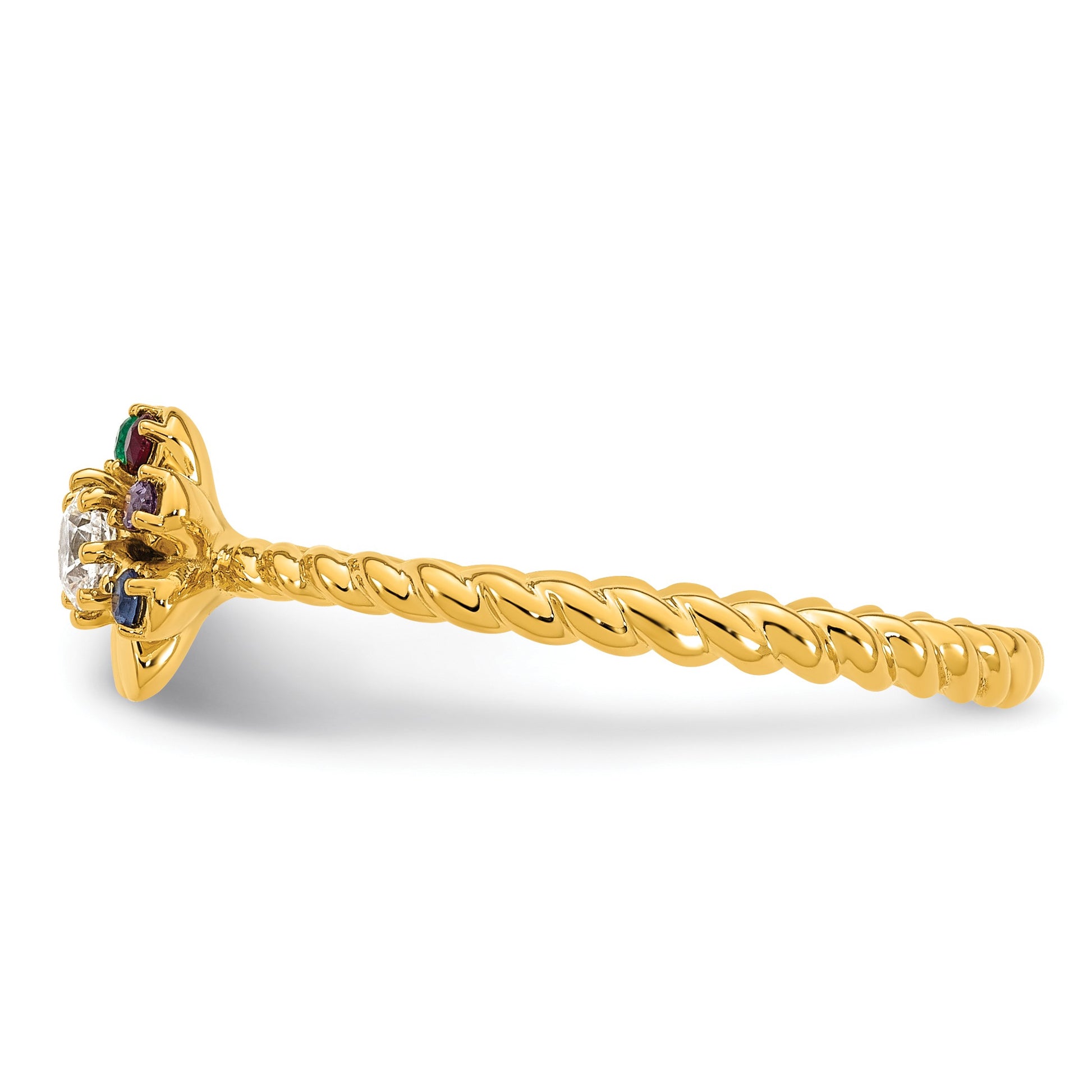 14k 4 Birthstone Flower with Diamond Mother's Ring Mounting