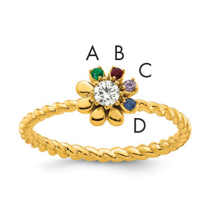 14k 4 Birthstone Flower with Diamond Mother's Ring Mounting