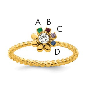 14k 4 Birthstone Flower with Diamond Mother's Ring Mounting