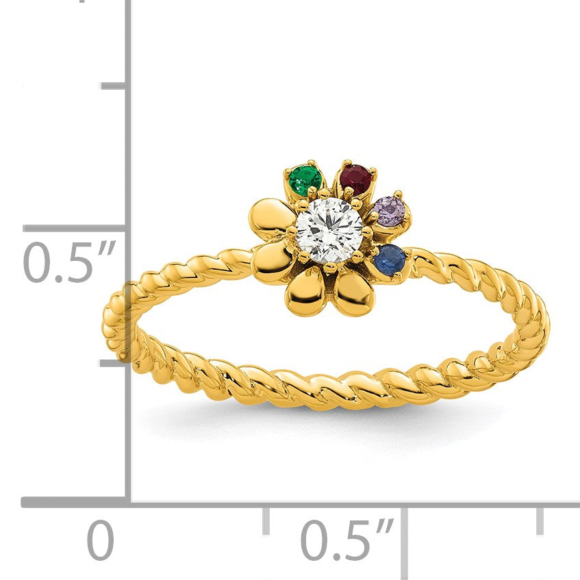 14k 4 Birthstone Flower with Diamond Mother's Ring Mounting