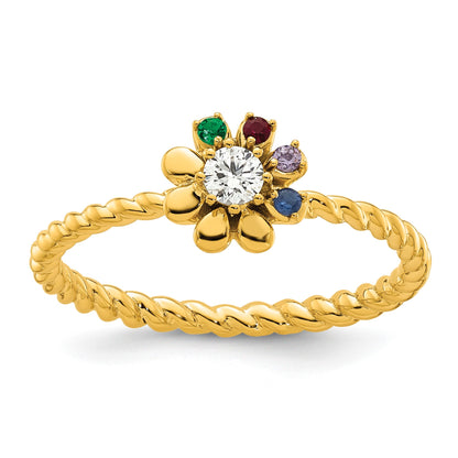 14k 4 Birthstone Flower with Diamond Mother's Ring Mounting
