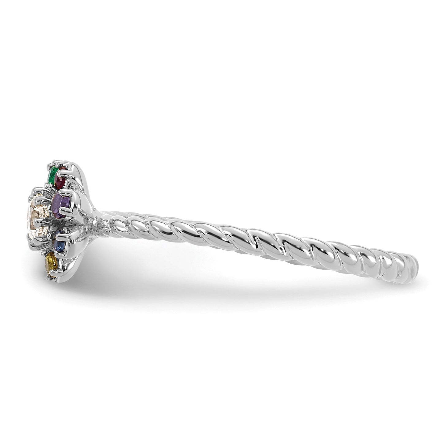 14k WG 5 Birthstone Flower w/ Diamond Mother's Ring Mounting