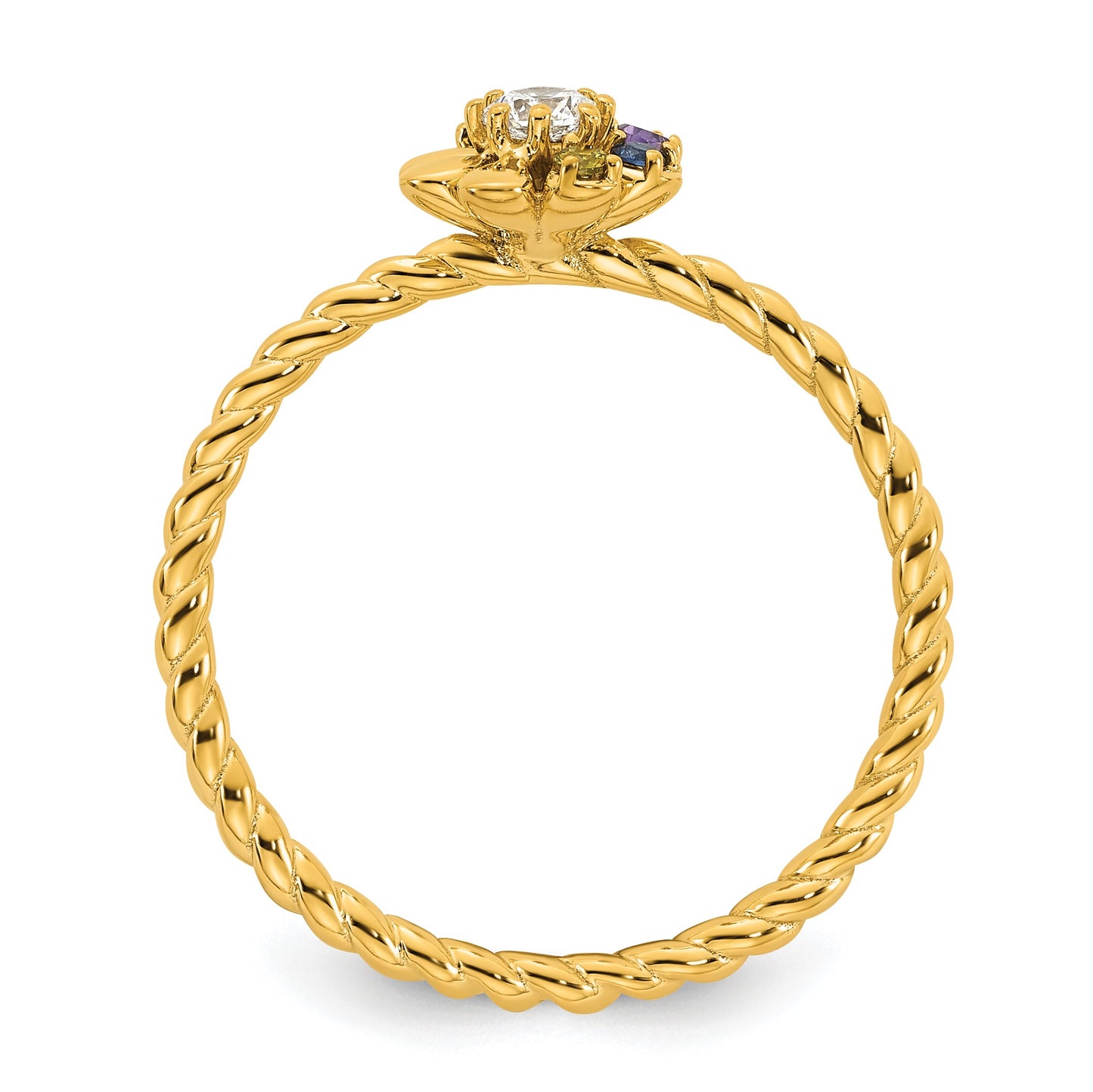 14k 5 Birthstone Flower with Diamond Mother's Ring Mounting