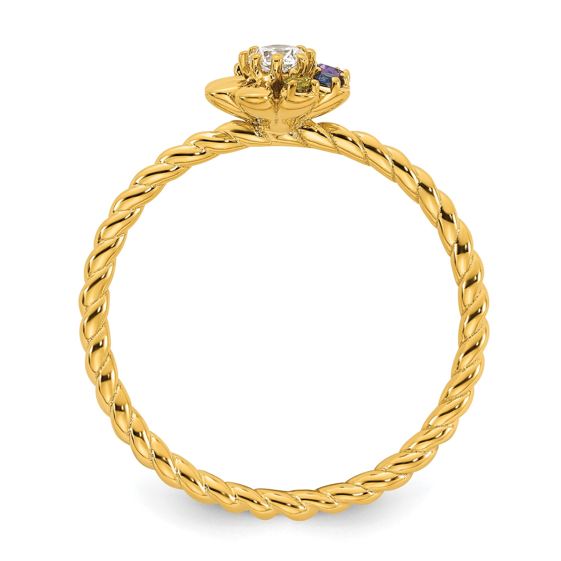 14k 5 Birthstone Flower with Diamond Mother's Ring Mounting