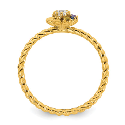 14k 5 Birthstone Flower with Diamond Mother's Ring Mounting