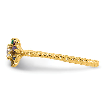 14k 5 Birthstone Flower with Diamond Mother's Ring Mounting