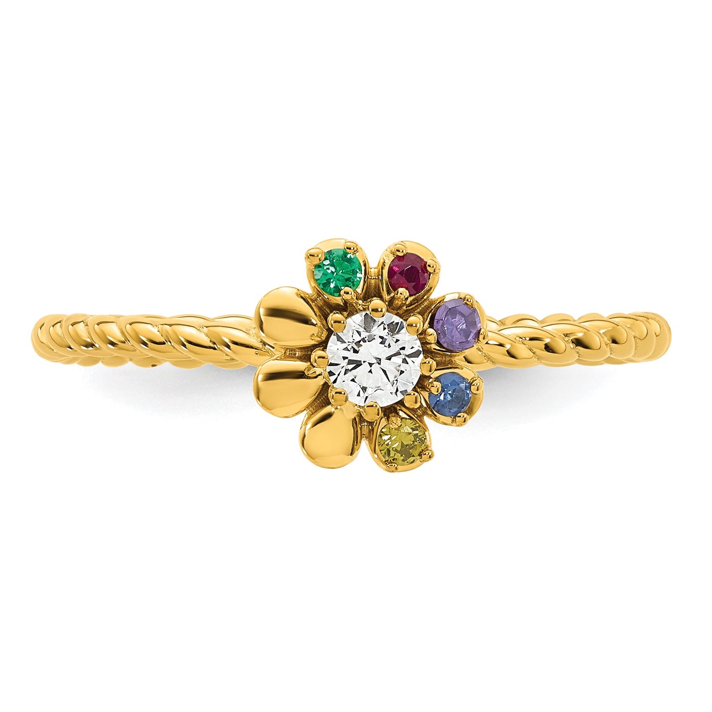 14k 5 Birthstone Flower with Diamond Mother's Ring Mounting