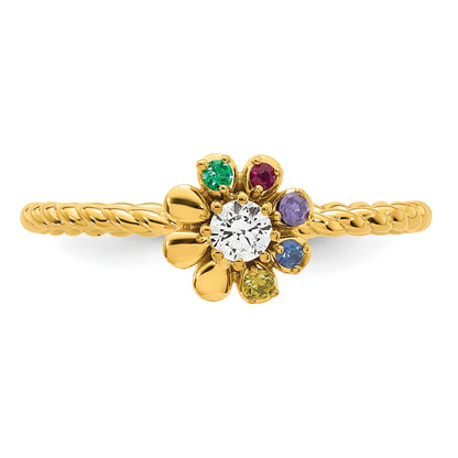 14k 5 Birthstone Flower with Diamond Mother's Ring Mounting