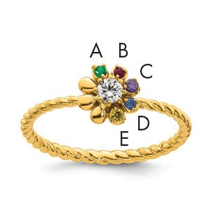 14k 5 Birthstone Flower with Diamond Mother's Ring Mounting