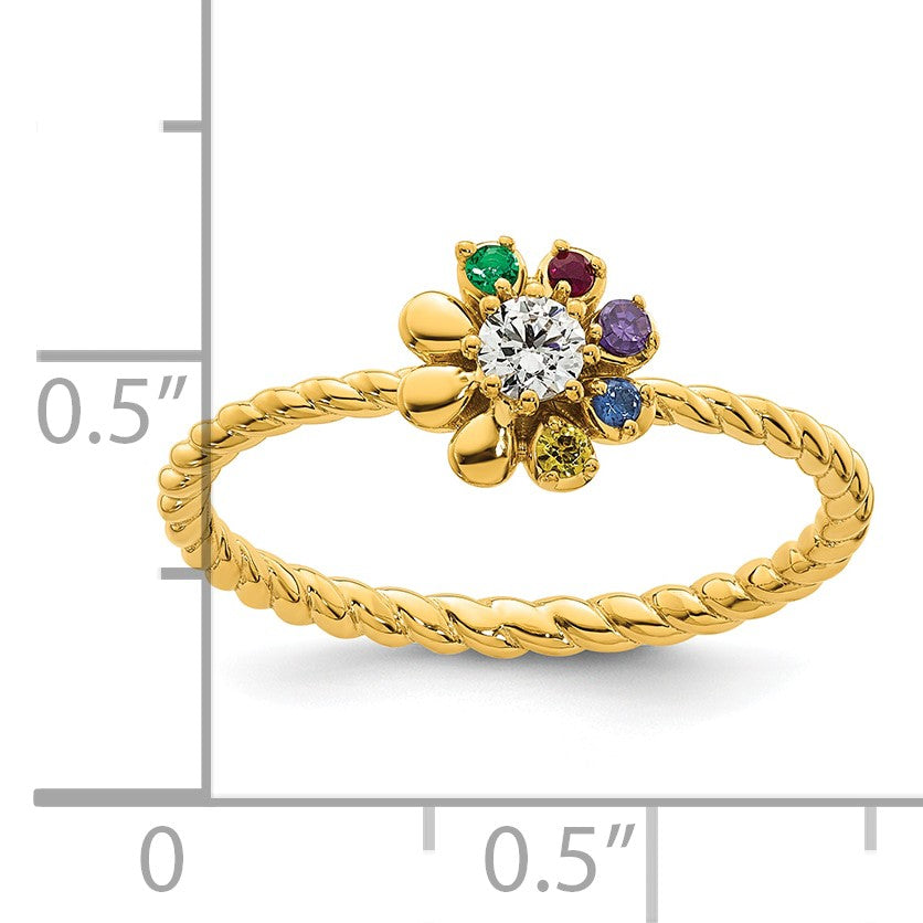 14k 5 Birthstone Flower with Diamond Mother's Ring Mounting