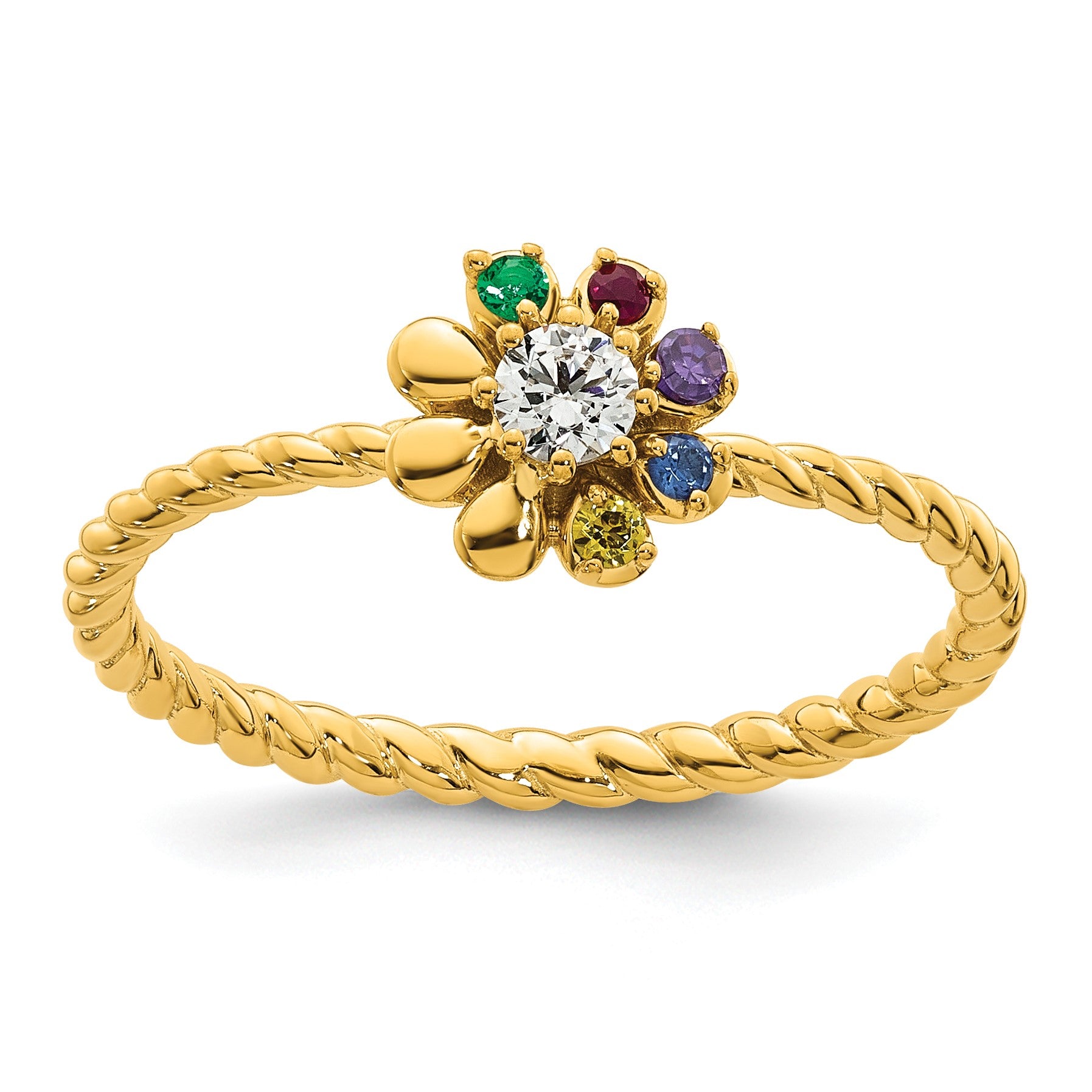 14k 5 Birthstone Flower with Diamond Mother's Ring Mounting