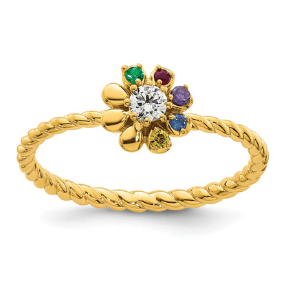 14k 5 Birthstone Flower with Diamond Mother's Ring Mounting