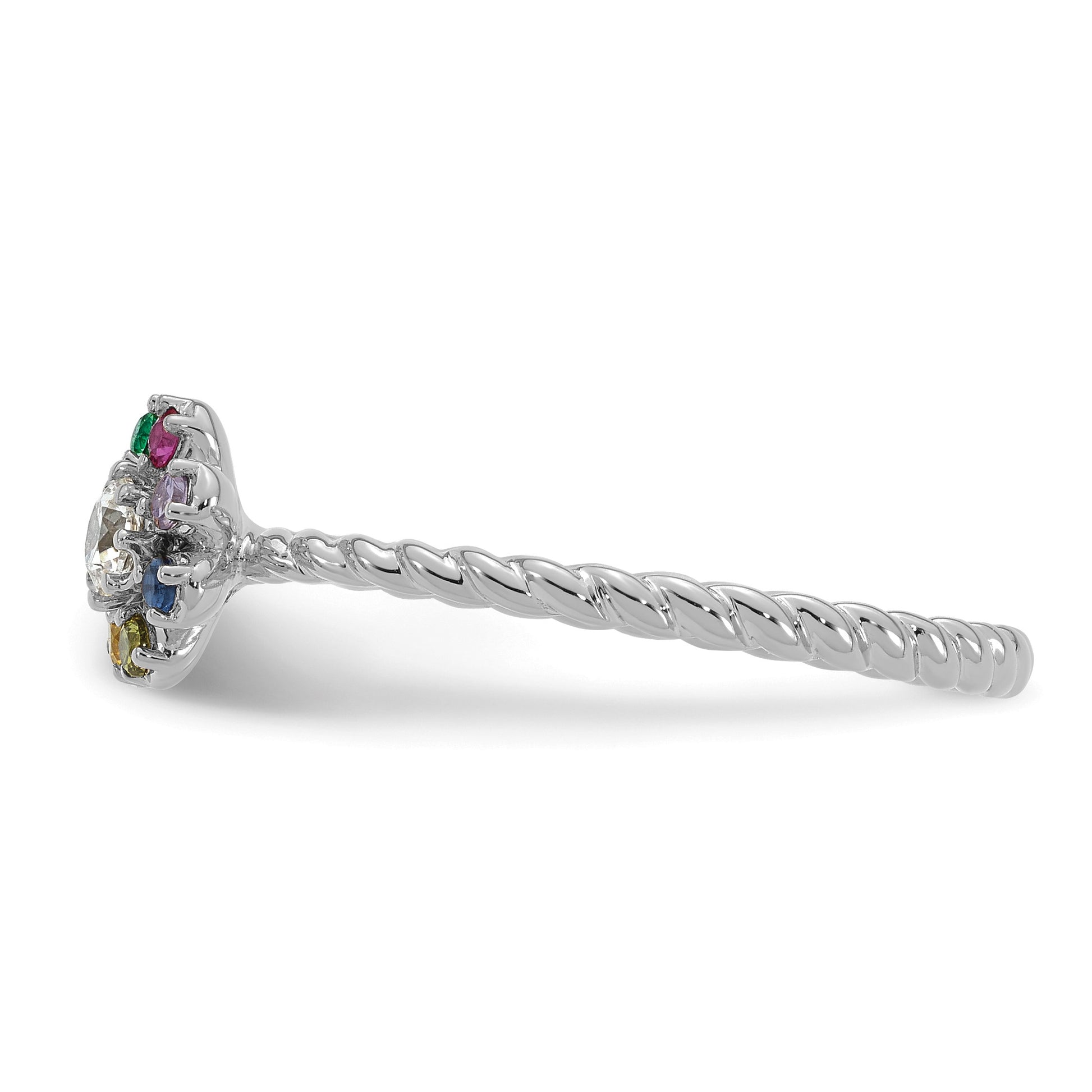 14k WG 6 Birthstone Flower w/ Diamond Mother's Ring Mounting