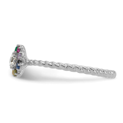 14k WG 6 Birthstone Flower w/ Diamond Mother's Ring Mounting