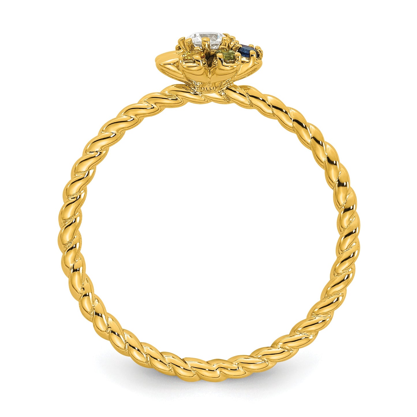 14k 6 Birthstone Flower with Diamond Mother's Ring Mounting