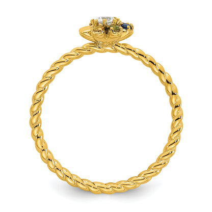 14k 6 Birthstone Flower with Diamond Mother's Ring Mounting