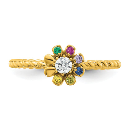 14k 6 Birthstone Flower with Diamond Mother's Ring Mounting