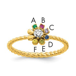 14k 6 Birthstone Flower with Diamond Mother's Ring Mounting