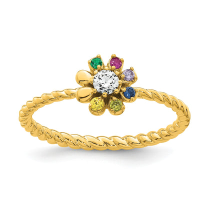 14k 6 Birthstone Flower with Diamond Mother's Ring Mounting