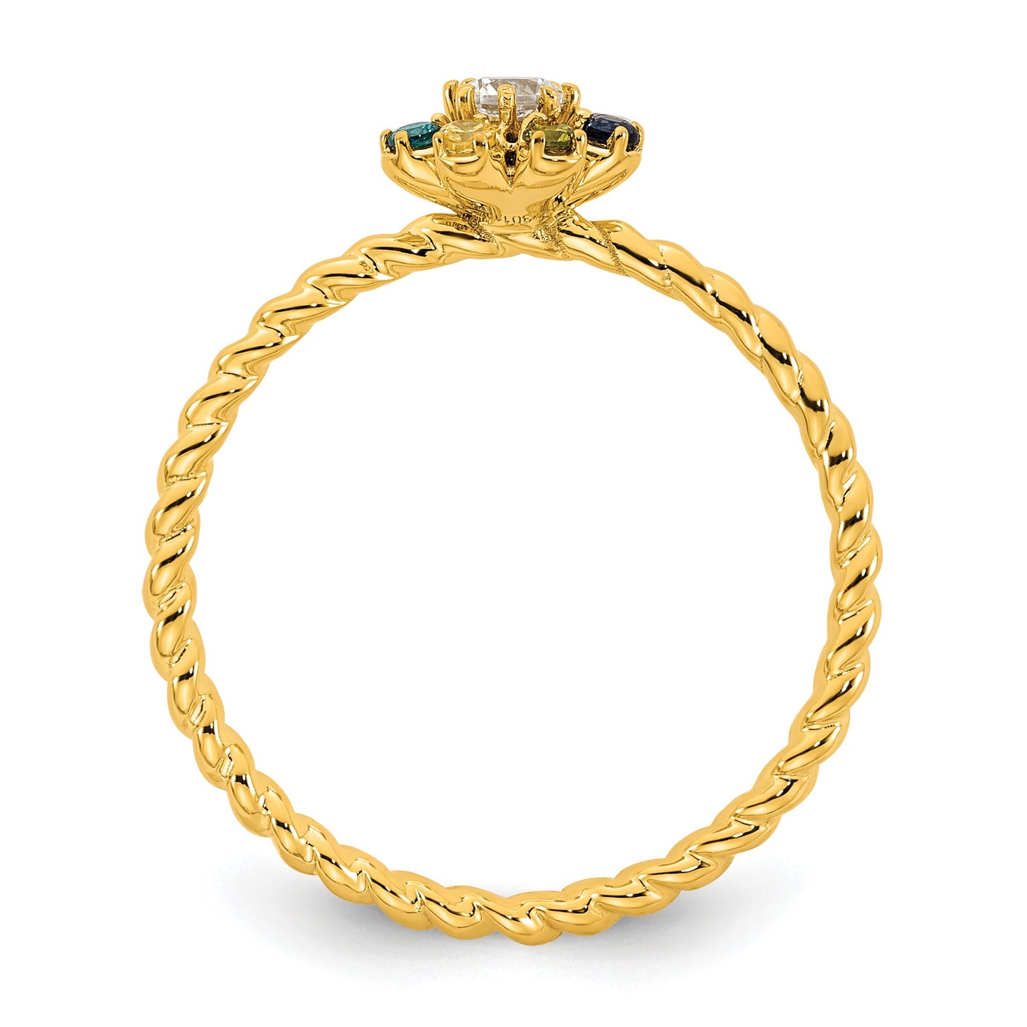 14k 7 Birthstone Flower with Diamond Mother's Ring Mounting