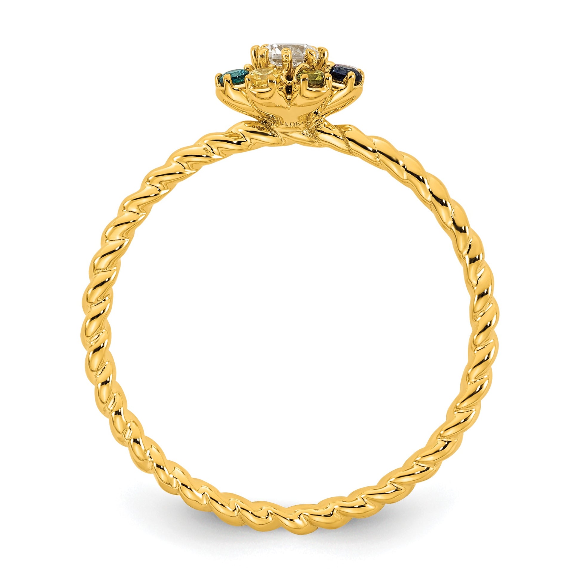 14k 7 Birthstone Flower with Diamond Mother's Ring Mounting