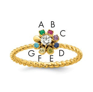 14k 7 Birthstone Flower with Diamond Mother's Ring Mounting