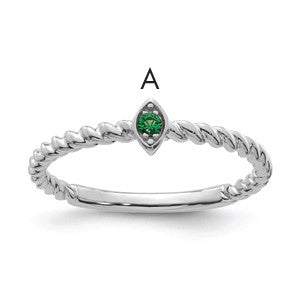 14k White Gold 1  Birthstone Mother's Ring Mounting