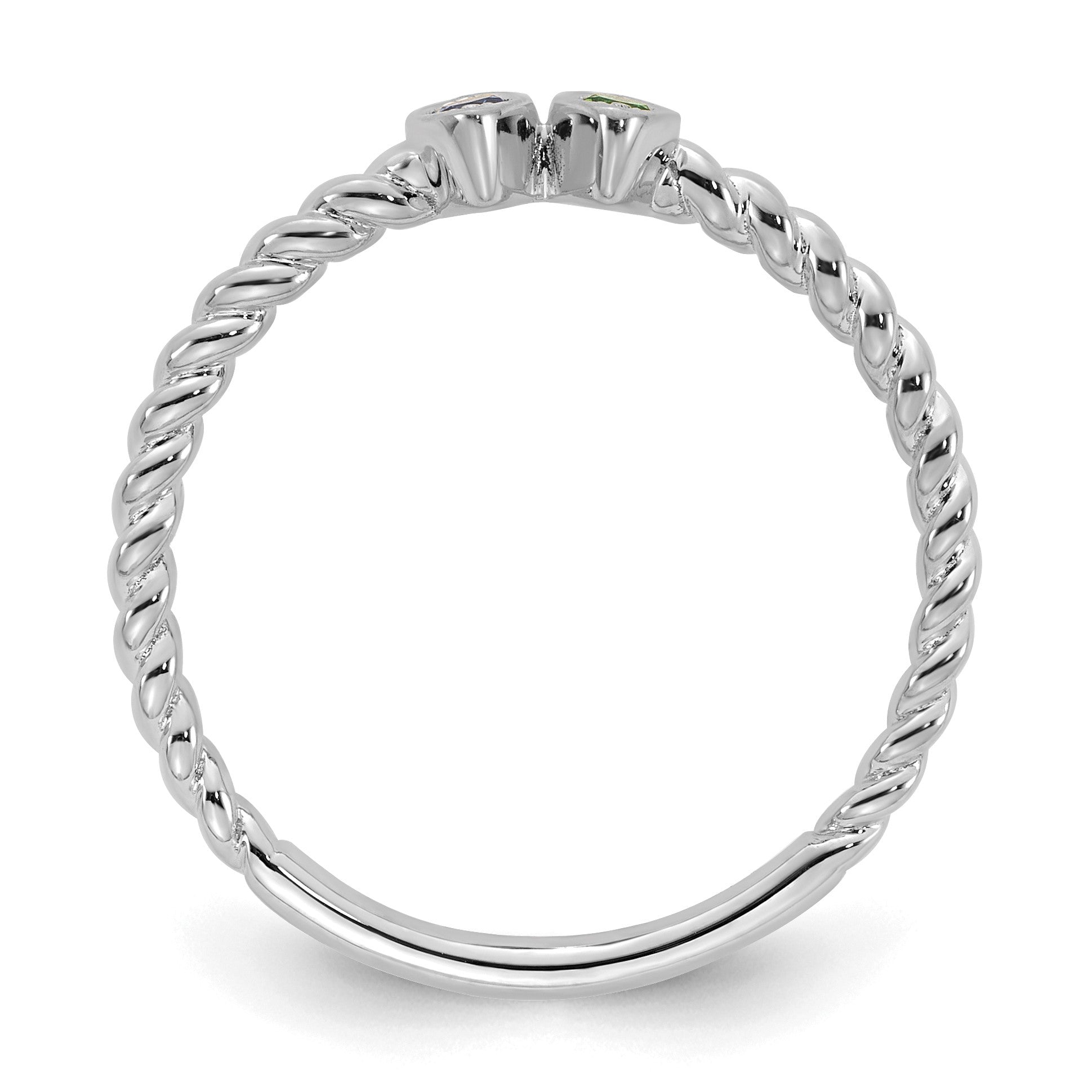 14k White Gold 2 Birthstone Mother's  Ring Mounting