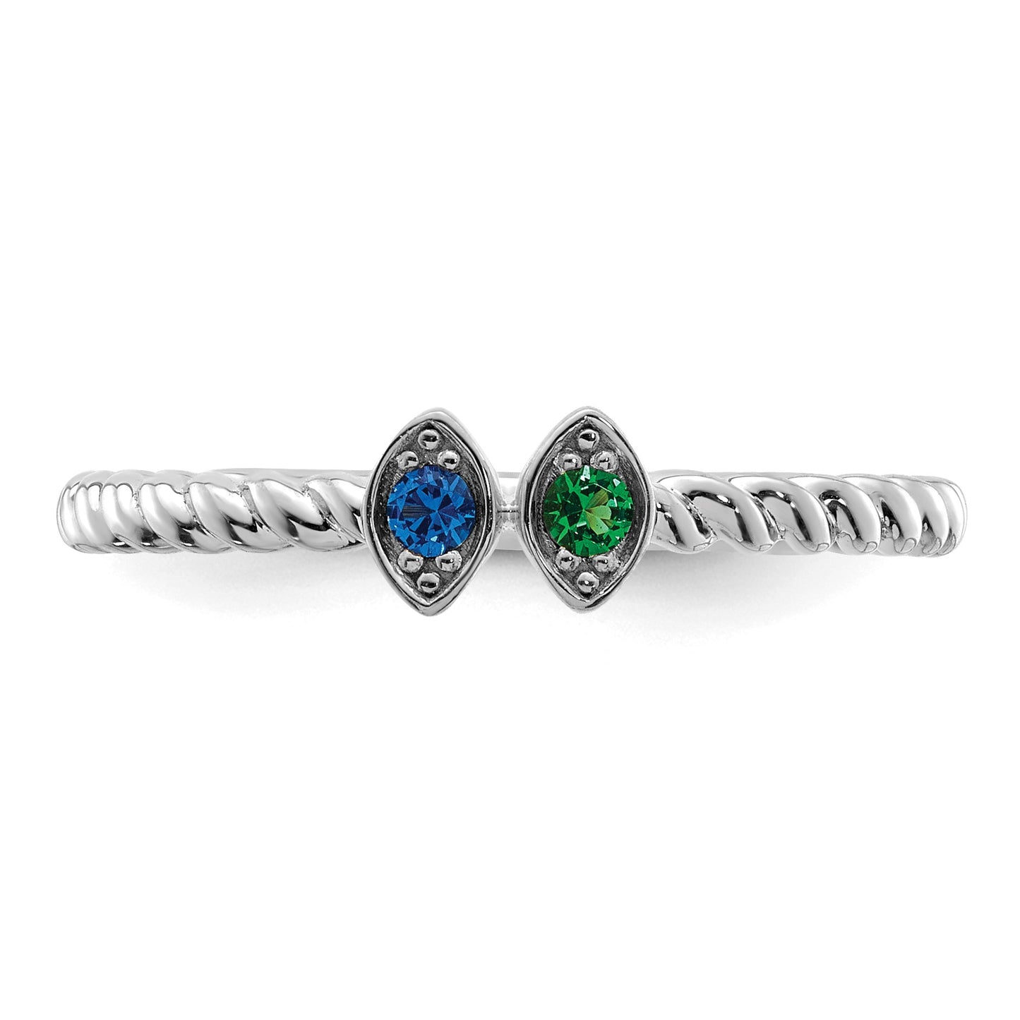 14k White Gold 2 Birthstone Mother's  Ring Mounting